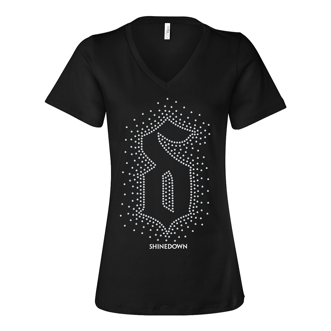 WDIRARA Plus Size Women's Rhinestone Trim V-Neck Tee – Long Sleeve Drop Shoulder T-Shirt – Casual & Office Wear